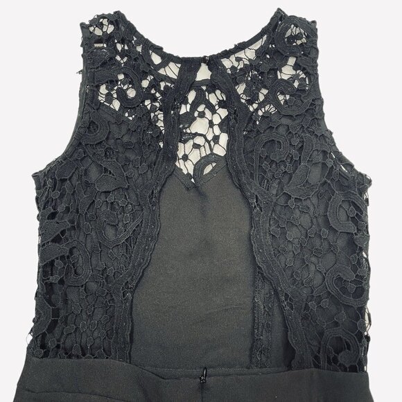 TEA & CUP‎ LOS ANGELES Women's Elegant Open Back Romper Medium Black Venice Lace - Picture 9 of 16